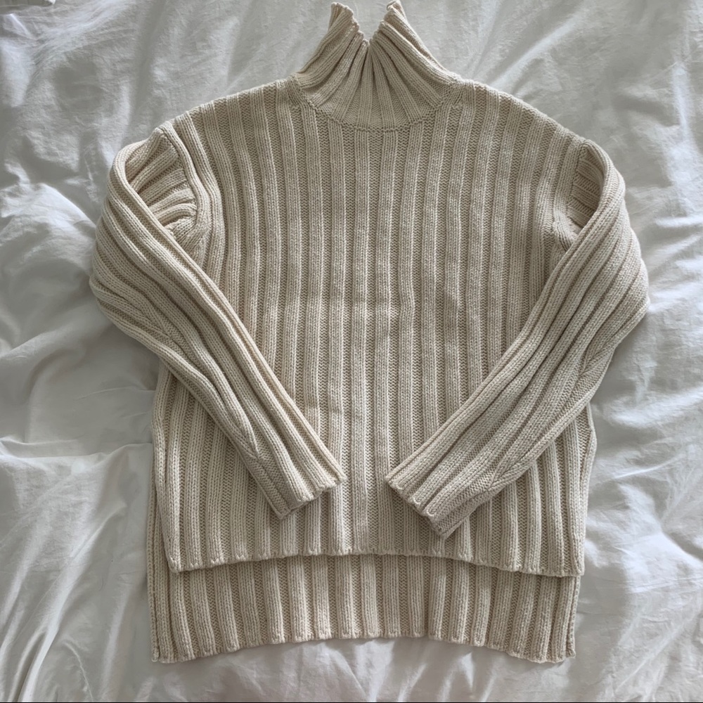 Everlane cream wool ribbed turtleneck sweater XXS